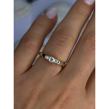 14K Yellow Gold Diamond 0.36 Carat Total Weight Ring Size 7