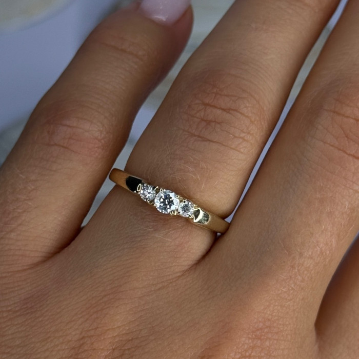 14K Yellow Gold Diamond 0.36 Carat Total Weight Ring Size 7