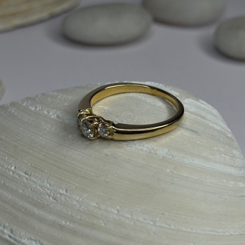 14K Yellow Gold Diamond 0.36 Carat Total Weight Ring Size 7