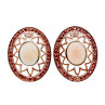 925 Sterling Silver Mother OF Pearl & Hessonite Earrings