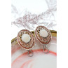 925 Sterling Silver Mother OF Pearl & Hessonite Earrings