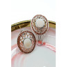 925 Sterling Silver Mother OF Pearl & Hessonite Earrings