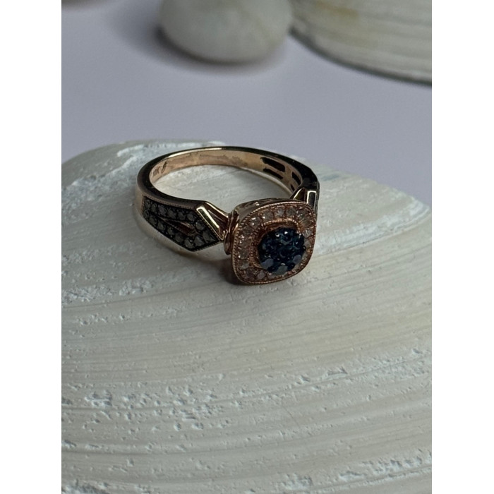 10K Rose Gold 1.2 Carat Diamonds & Blue Tourmaline Ring Size 6