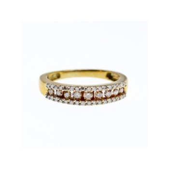 10K YELLOW GOLD WHITE SAPPHIRE & DIAMONDS RING SIZE 8