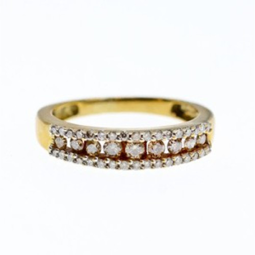 10K Yellow Gold White Sapphire & Diamonds Ring Size 8