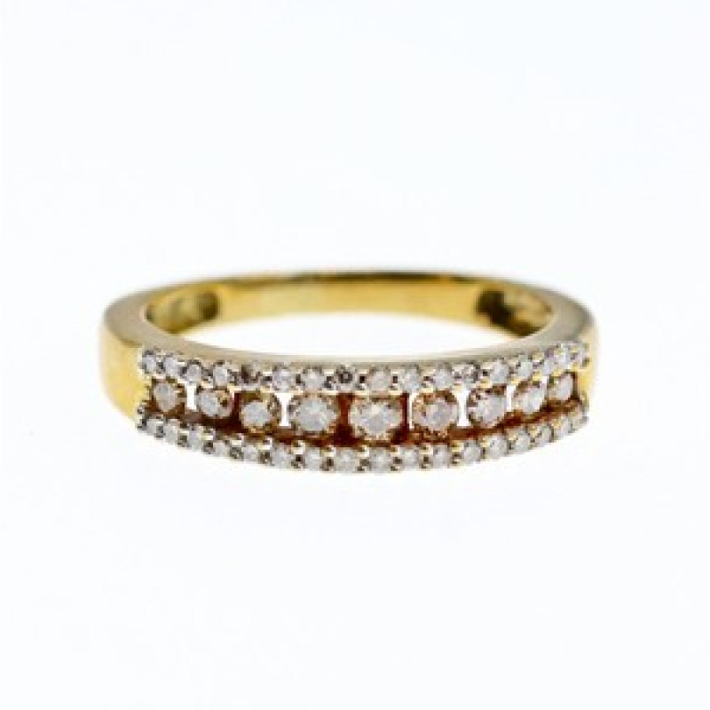 10K Yellow Gold White Sapphire & Diamonds Ring Size 8