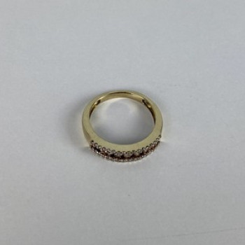 10K Yellow Gold White Sapphire & Diamonds Ring Size 8