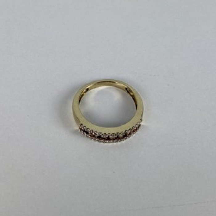 10K Yellow Gold White Sapphire & Diamonds Ring Size 8