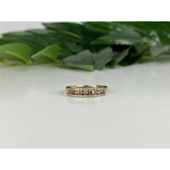 10K YELLOW GOLD WHITE SAPPHIRE & DIAMONDS RING SIZE 8