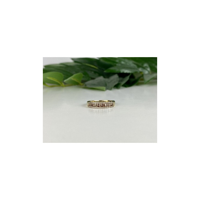 10K YELLOW GOLD WHITE SAPPHIRE & DIAMONDS RING SIZE 8