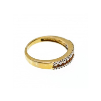 10K YELLOW GOLD WHITE SAPPHIRE & DIAMONDS RING SIZE 8