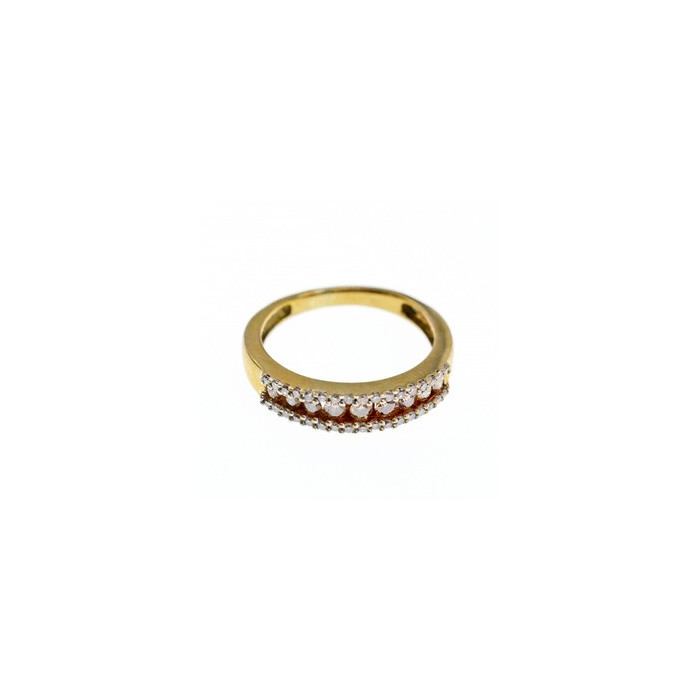10K YELLOW GOLD WHITE SAPPHIRE & DIAMONDS RING SIZE 8