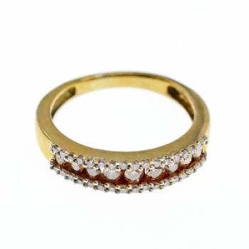 10K Yellow Gold White Sapphire & Diamonds Ring Size 8