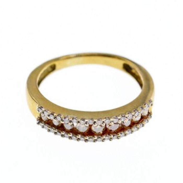 10K Yellow Gold White Sapphire & Diamonds Ring Size 8