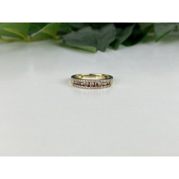 10K YELLOW GOLD WHITE SAPPHIRE & DIAMONDS RING SIZE 8
