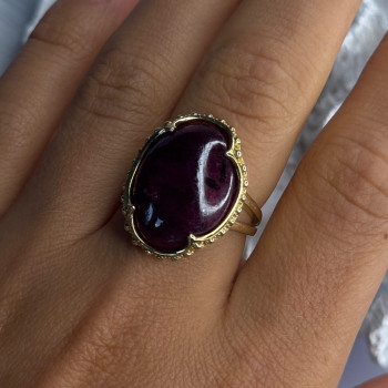 925 Sterling Silver Gold Plated Ruby Ring Size 7.5