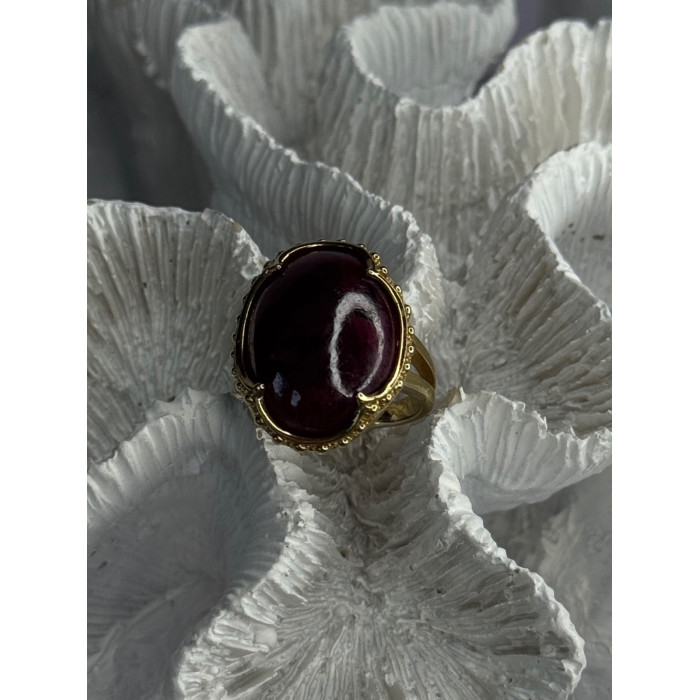 925 Sterling Silver Gold Plated Ruby Ring Size 7.5
