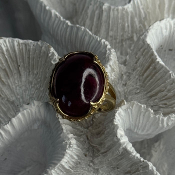 925 Sterling Silver Gold Plated Ruby Ring Size 7.5