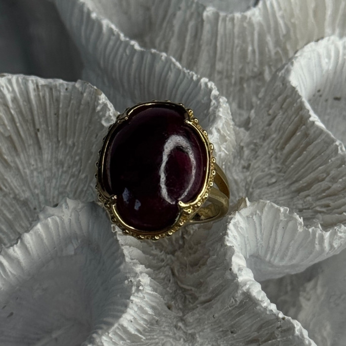 925 Sterling Silver Gold Plated Ruby Ring Size 7.5