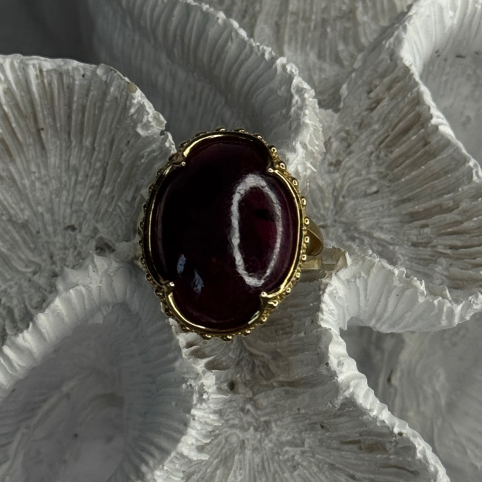 925 Sterling Silver Gold Plated Ruby Ring Size 7.5