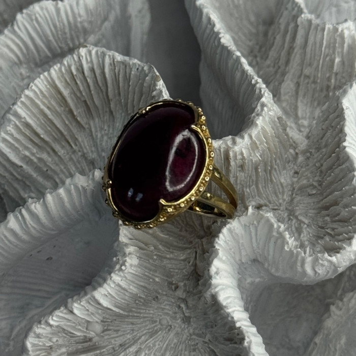 925 Sterling Silver Gold Plated Ruby Ring Size 7.5