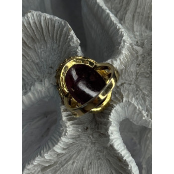 925 Sterling Silver Gold Plated Ruby Ring Size 7.5