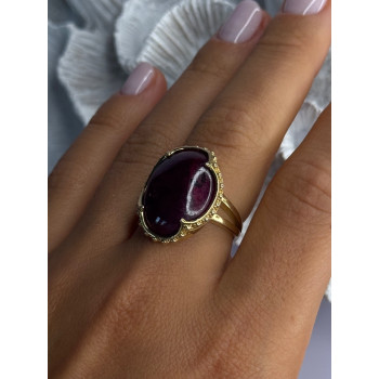925 Sterling Silver Gold Plated Ruby Ring Size 7.5