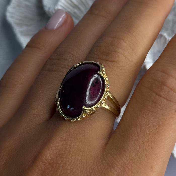 925 Sterling Silver Gold Plated Ruby Ring Size 7.5