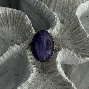 Vintage 925 Sterling Silver Charoite Ring Size 6