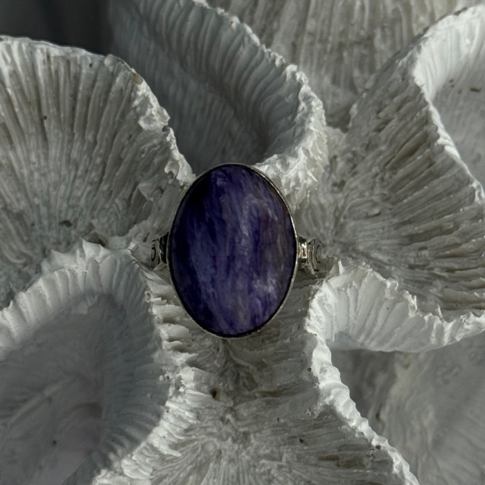 Vintage 925 Sterling Silver Charoite Ring Size 6