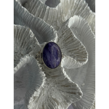 Vintage 925 Sterling Silver Charoite Ring Size 6
