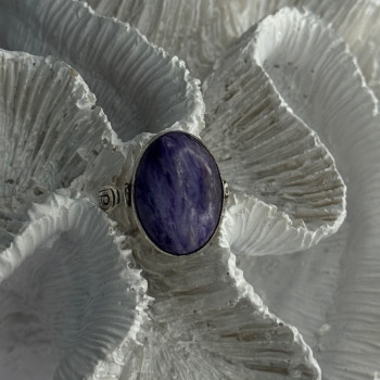 Vintage 925 Sterling Silver Charoite Ring Size 6