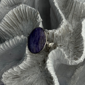 Vintage 925 Sterling Silver Charoite Ring Size 6