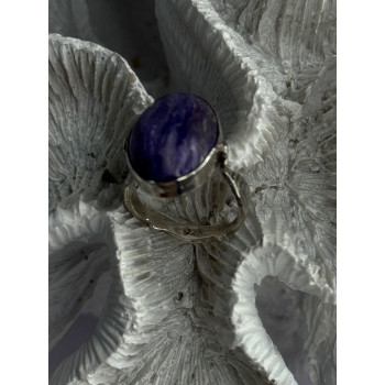 Vintage 925 Sterling Silver Charoite Ring Size 6