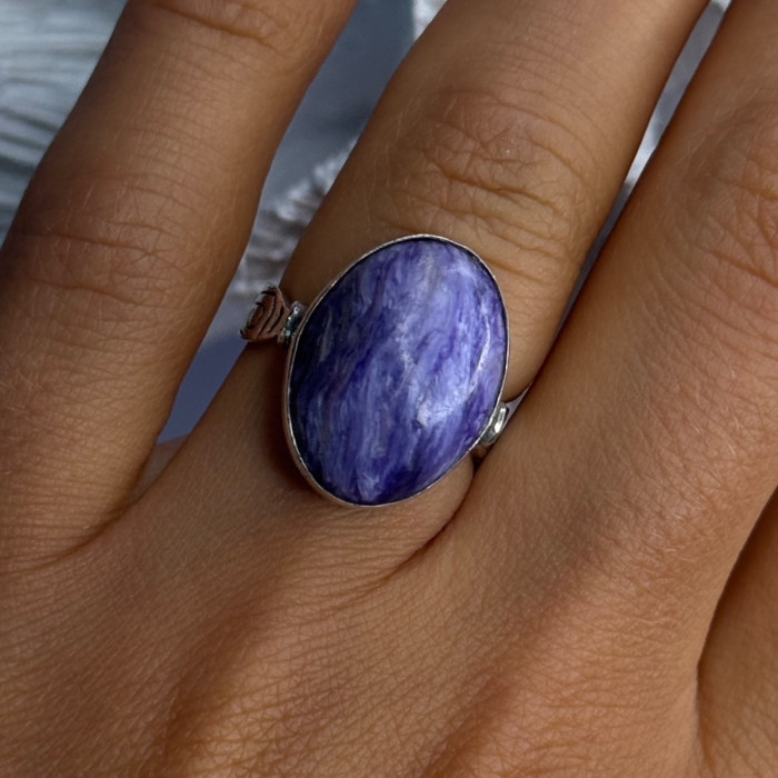 Vintage 925 Sterling Silver Charoite Ring Size 6