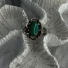 Vintage 925 Sterling Silver Malachite Ring Size 8.5