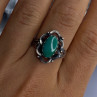Vintage 925 Sterling Silver Malachite Ring Size 8.5