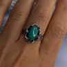 Vintage 925 Sterling Silver Malachite Ring Size 8.5