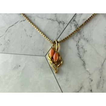 Chain With Pendant In Gilding Coral & CZ
