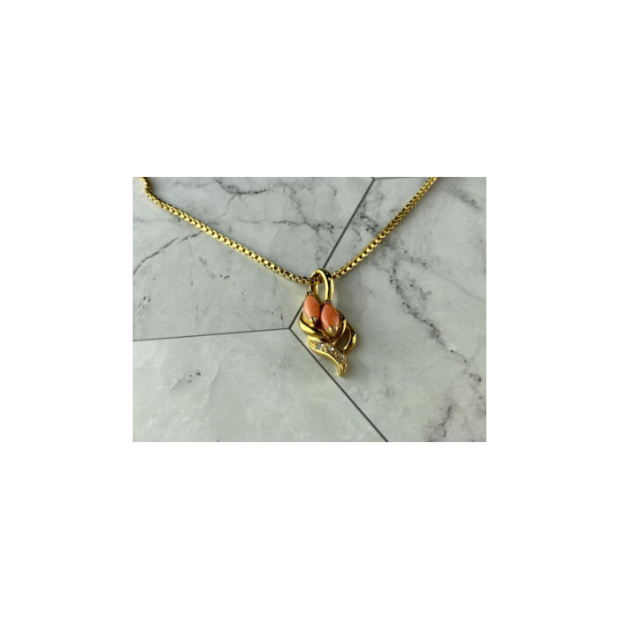 Chain With Pendant In Gilding Coral & CZ