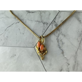 Chain With Pendant In Gilding Coral & CZ