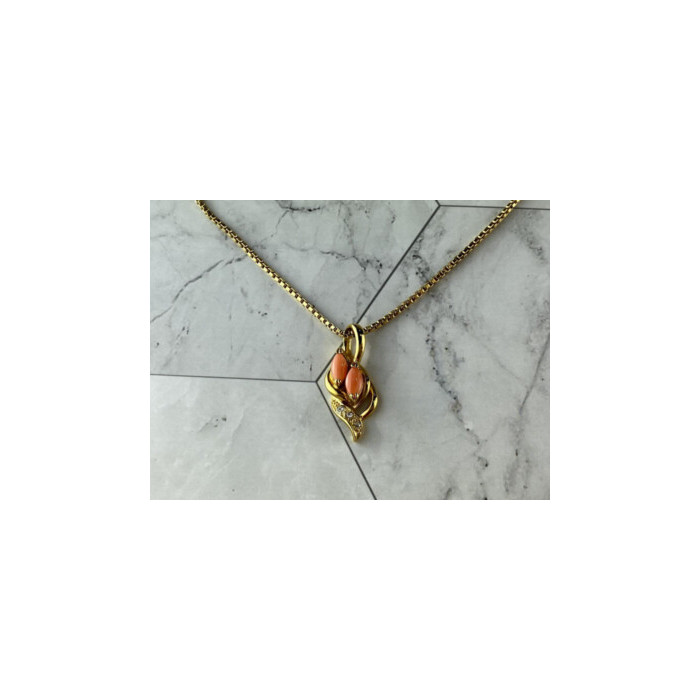 Chain With Pendant In Gilding Coral & CZ