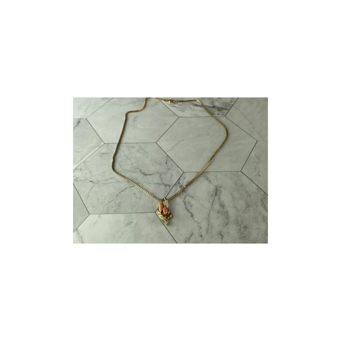Chain With Pendant In Gilding Coral & CZ