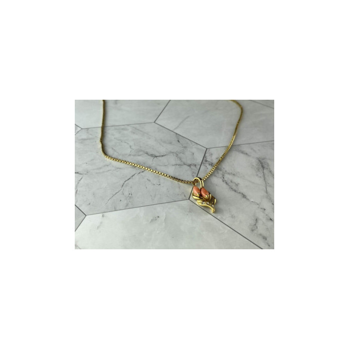 Chain With Pendant In Gilding Coral & CZ