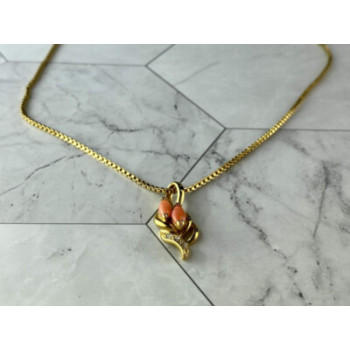 Chain With Pendant In Gilding Coral & CZ