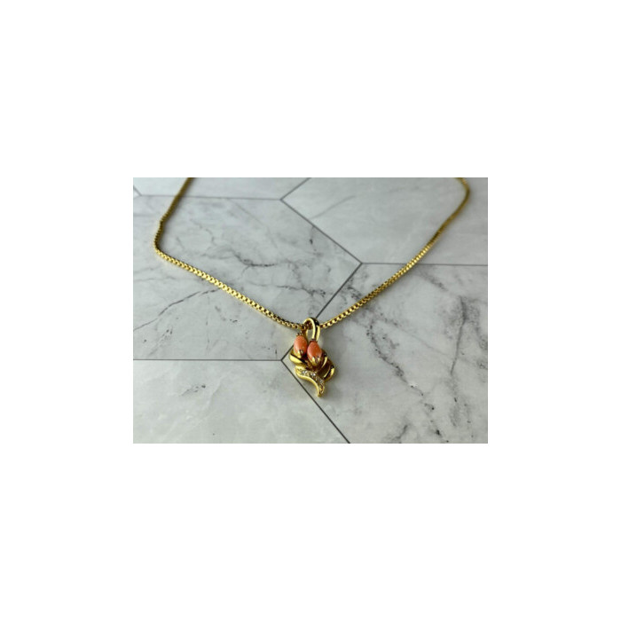 Chain With Pendant In Gilding Coral & CZ
