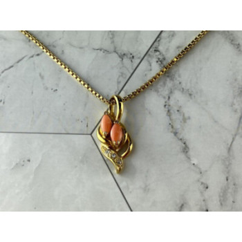 Chain With Pendant In Gilding Coral & CZ