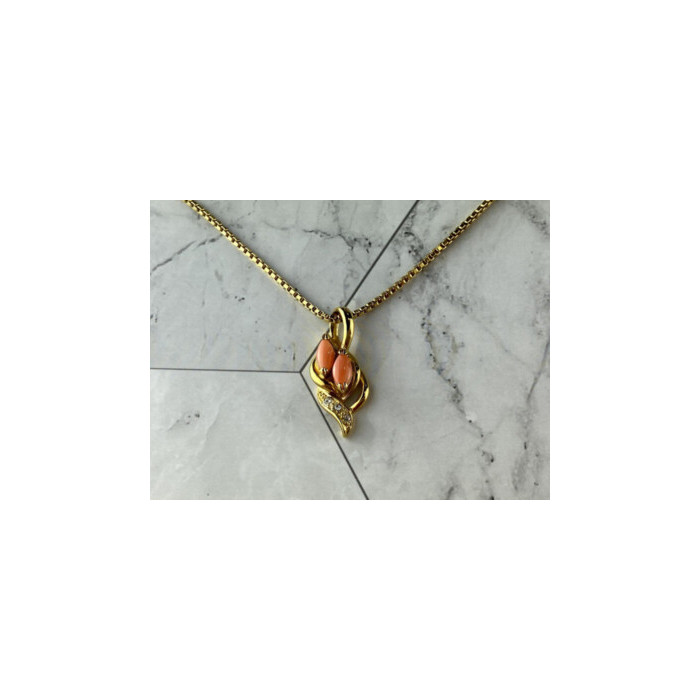 Chain With Pendant In Gilding Coral & CZ