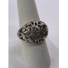 925 Sterling Silver Porous Flower Design Ring Size 8