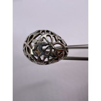 925 Sterling Silver Porous Flower Design Ring Size 8